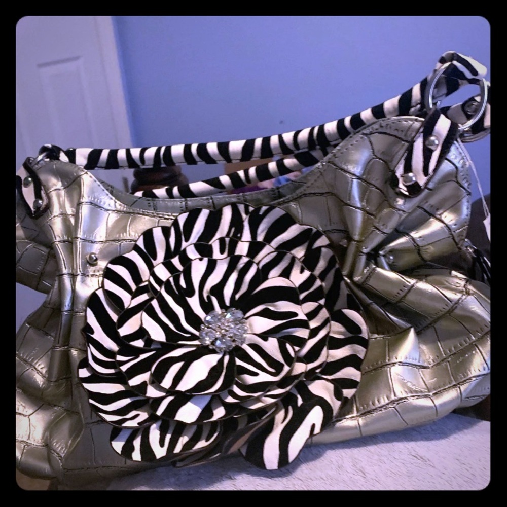 NWT Silver Handbag with Bow